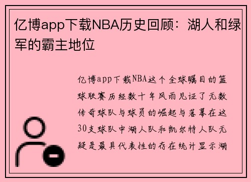 亿博app下载NBA历史回顾：湖人和绿军的霸主地位